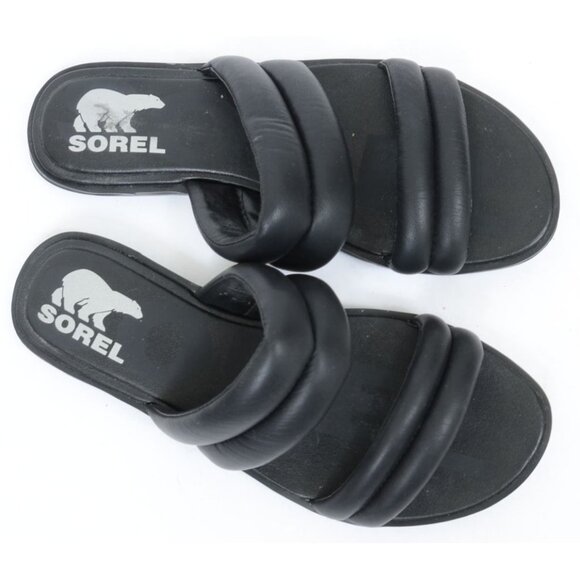 Sorel Women's Ella II Puff Slide Sandal Black, Sea Salt Size 7.5 Vacay Beach Tra - Picture 4 of 10